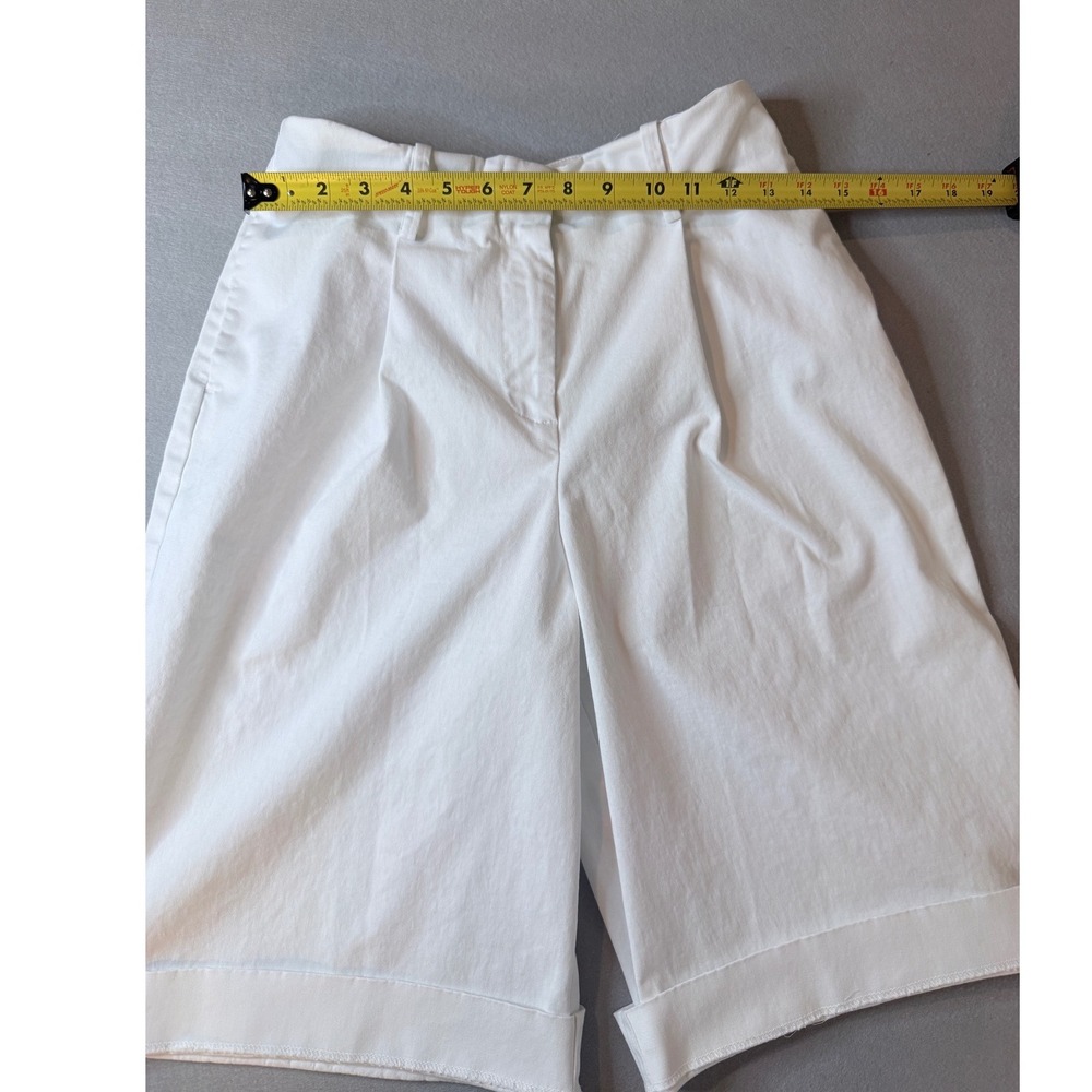 Maeve Anthropologie White Pleated Wide Leg Cuffed Shorts Small - Picture 2 of 6